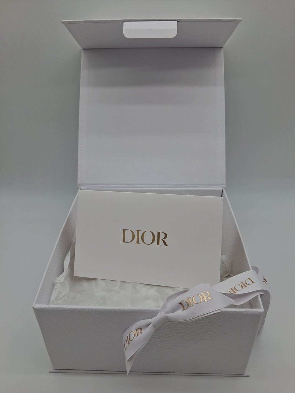 DIOR Large White Gift Box Ribbon Tissue Card + Original Shipping Box EUC